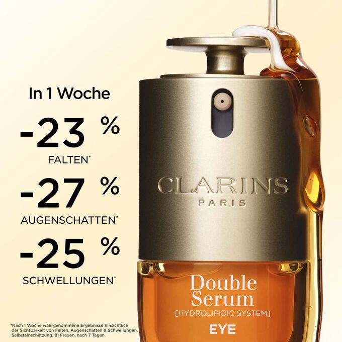 Ergebnisse von Double Serum Eye nach einer Woche: geminderte Falten, Augenringe und Schwellungen f&uuml;r jugendlicheres Aussehen der Augenpartie.