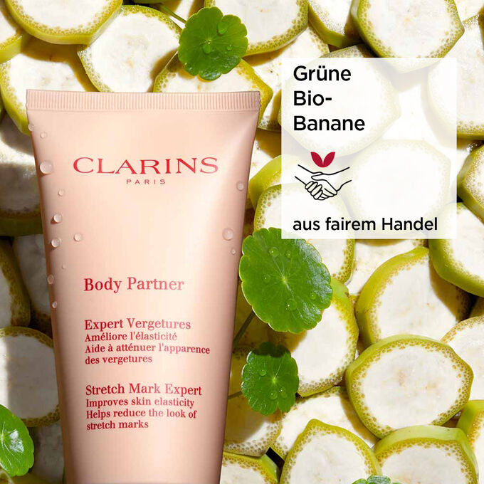Body Partner Expert gegen Dehnungsstreifen mit grüner Bio-Banane aus fairem Handel