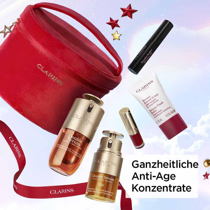 Clarins Double Serum Geschenkset mit Textinfor: ganzheitliche Anti-Age Konzentrate
