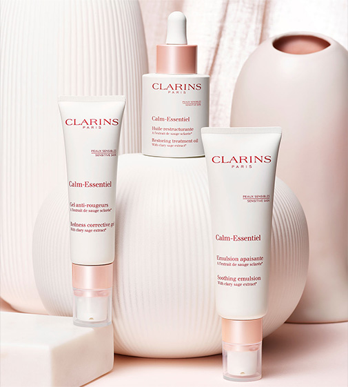 Welche Produkte auf Basis ätherischer Öle hat Clarins für sensible Haut entwickelt? 