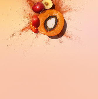 Gruppenbild mit biologischem Goji-Beeren-Extrakt, Acerola-Samen, biologischem Aprikosenöl und Paprika-Extrakt